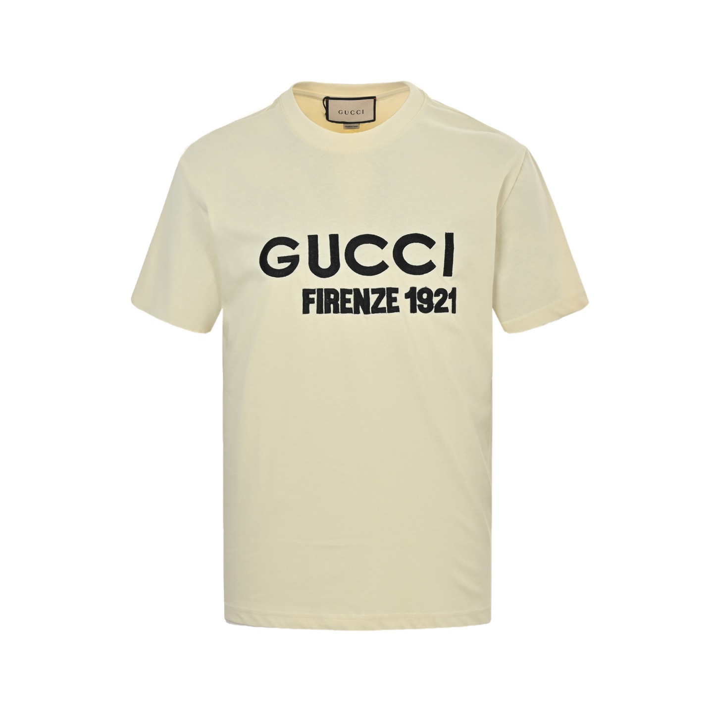 Lettering embroidered short-sleeved T-shirt