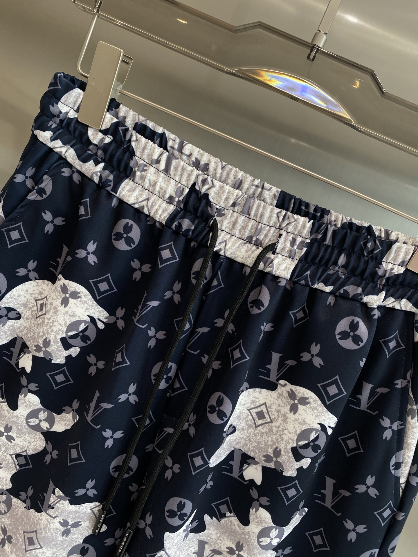 Dark blue paired with white shorts