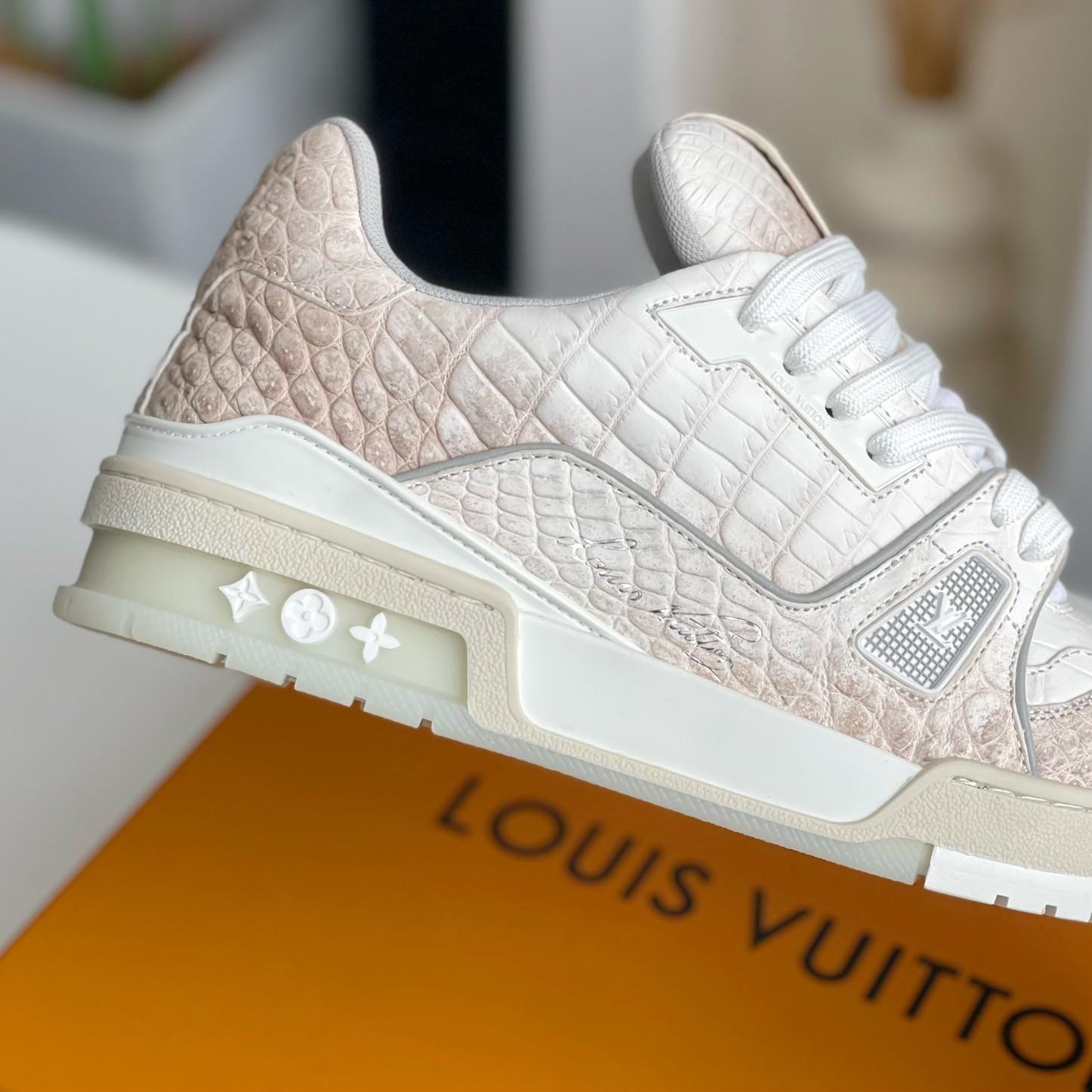 WHITE TRAINER CROCODILE LEATHER