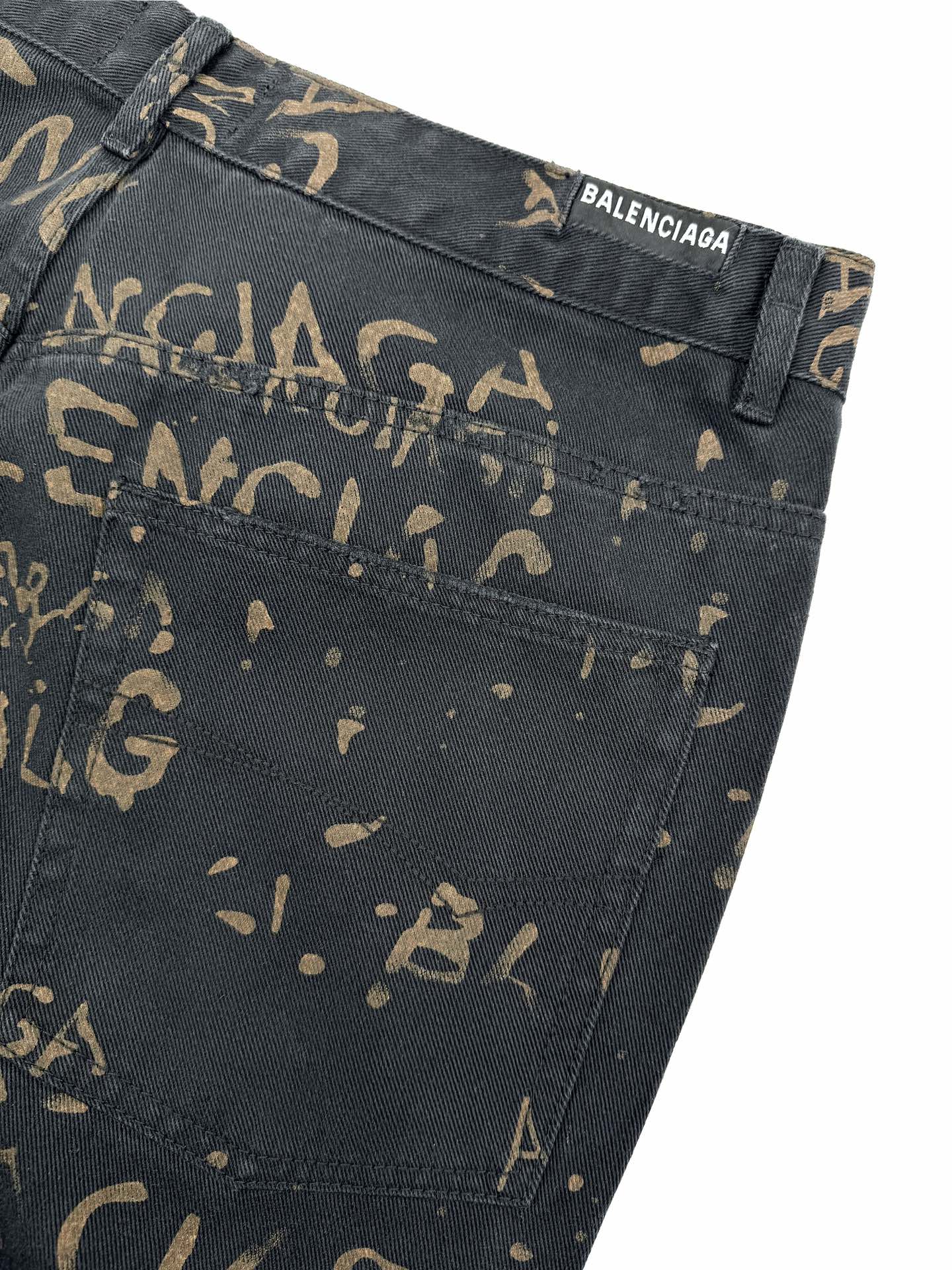 Washed All-Over Printed Jeans