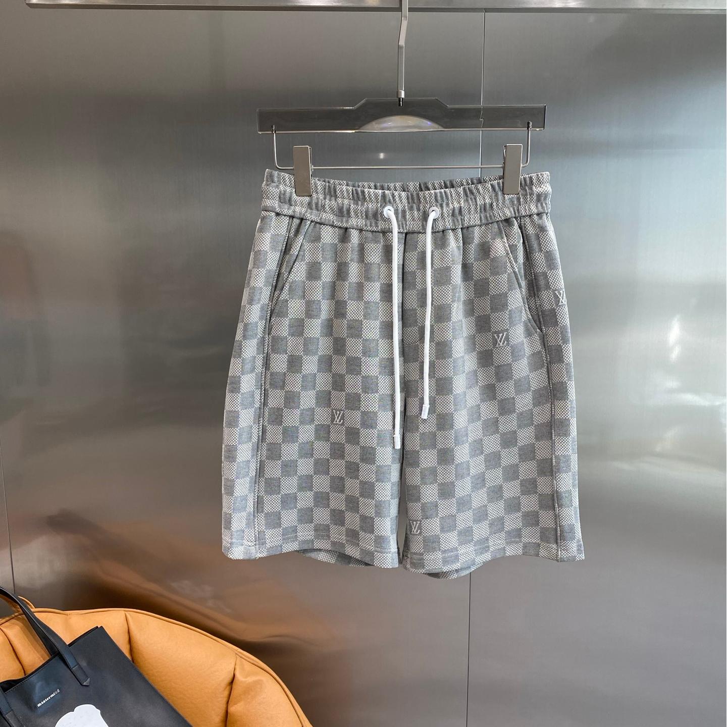 Gray and White Checkered Shorts