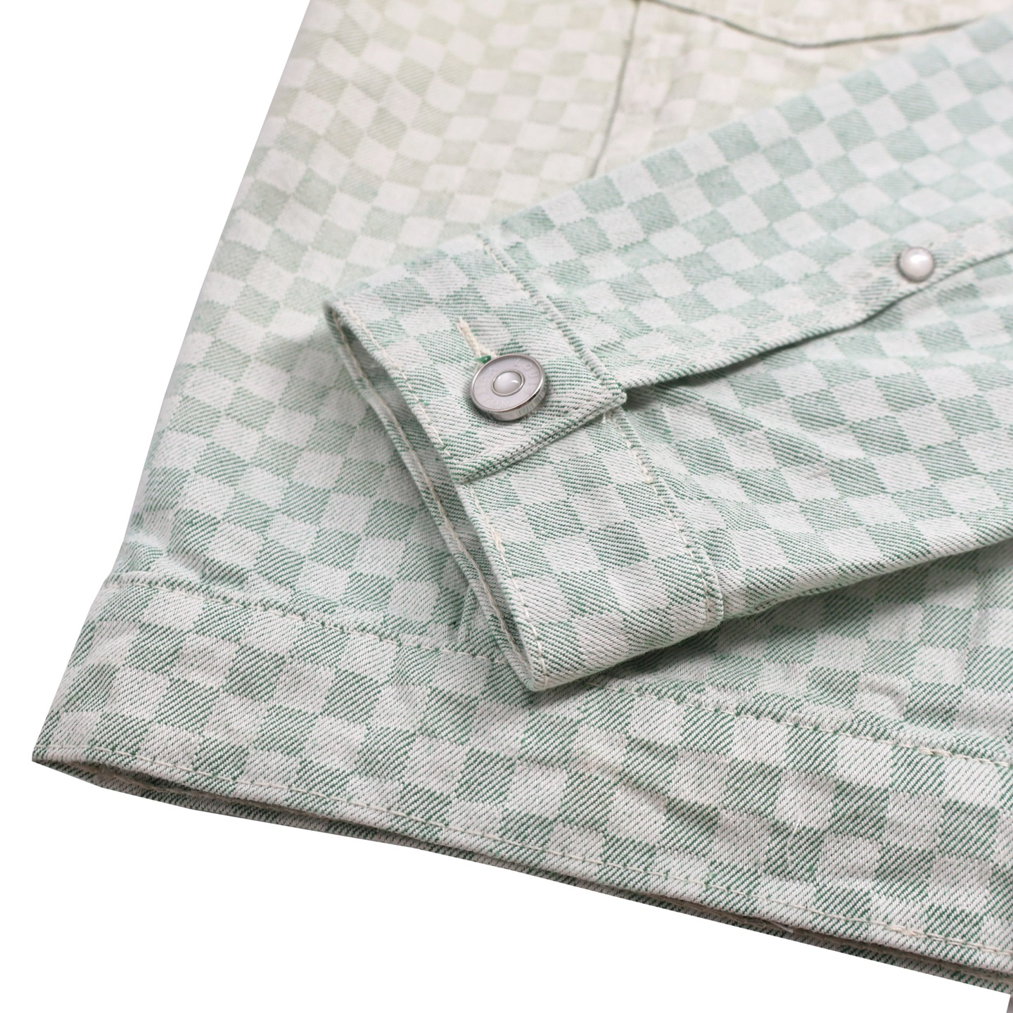 gradient checkerboard denim jacket