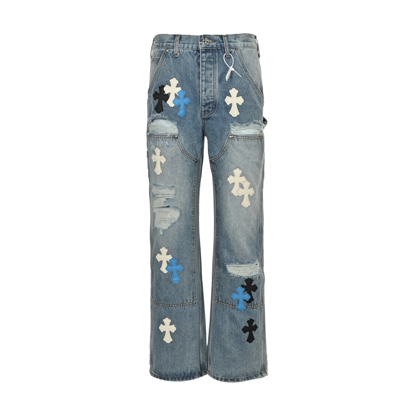 Leather label cross cargo jeans
