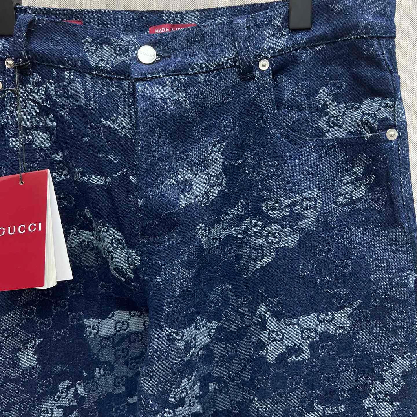 Dark blue jacquard jeans