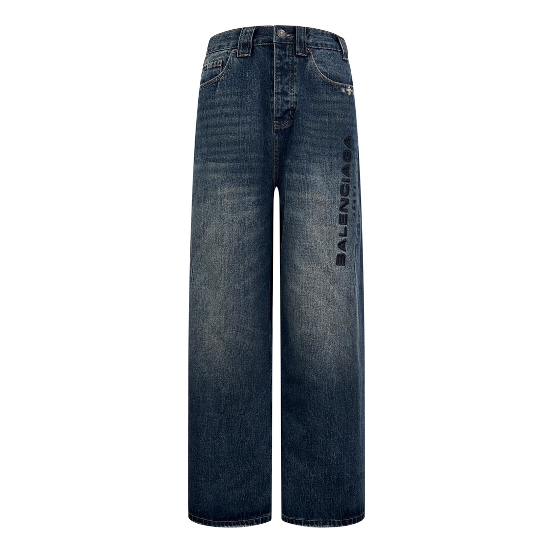 Red Lettering Embroidered Jeans