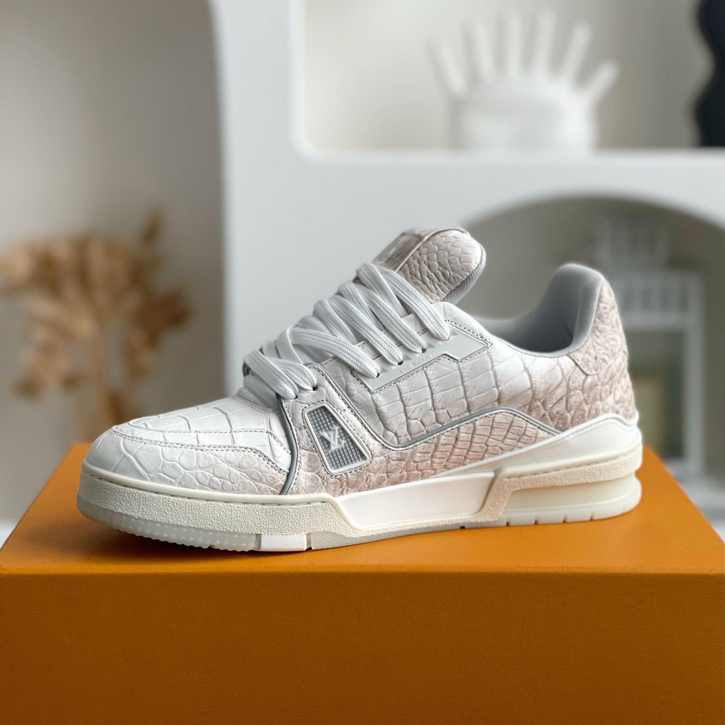 WHITE TRAINER CROCODILE LEATHER