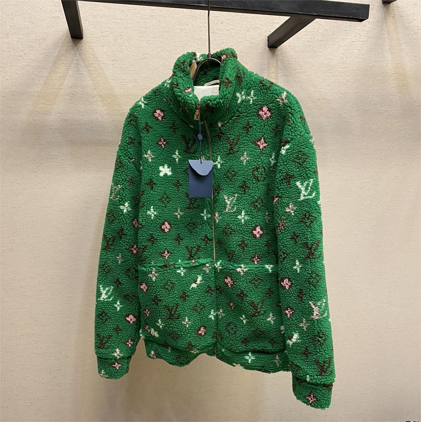 Plush Long Sleeve Stand Collar Coat