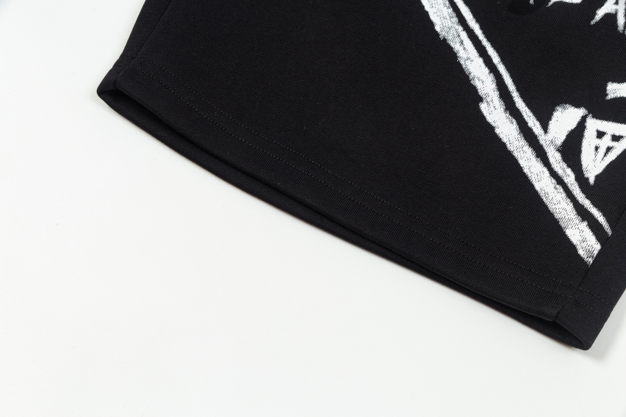 White Graffiti Print Shorts