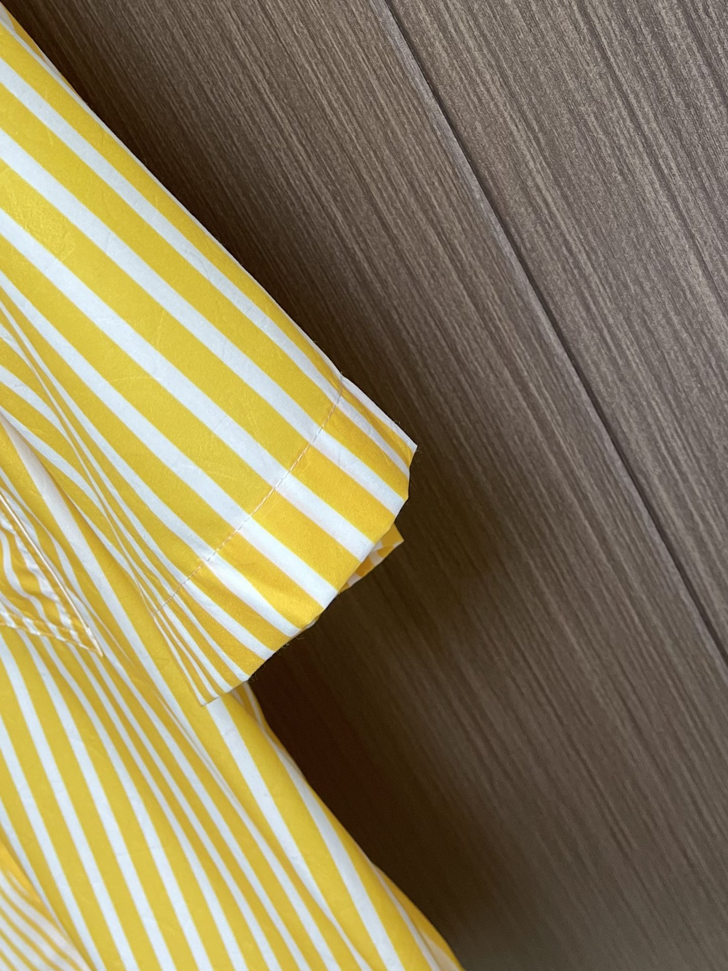 Patchwork Striped Short-Sleeve Collared Shirt