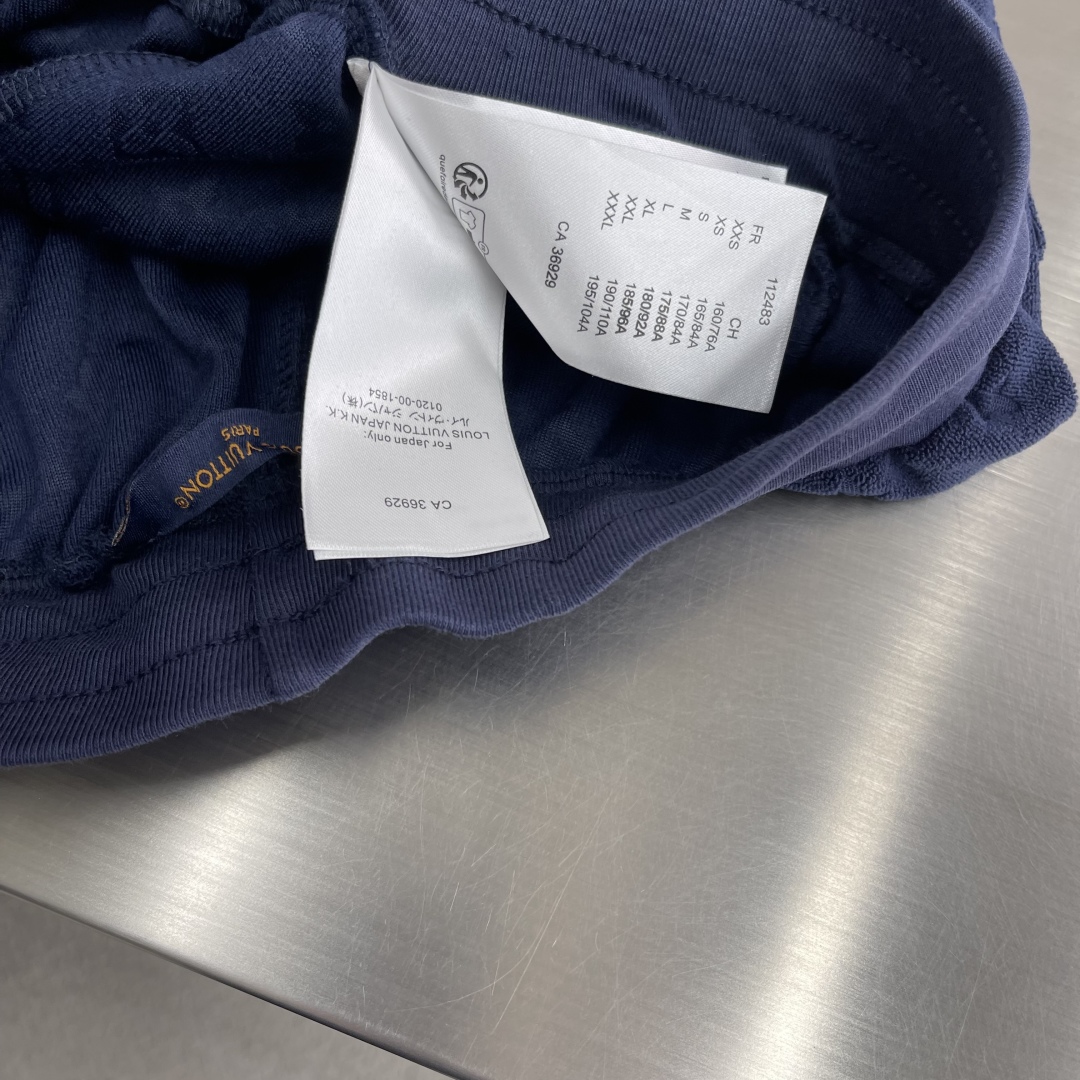 Blue Cotton Terry Jacquard Casual Shorts