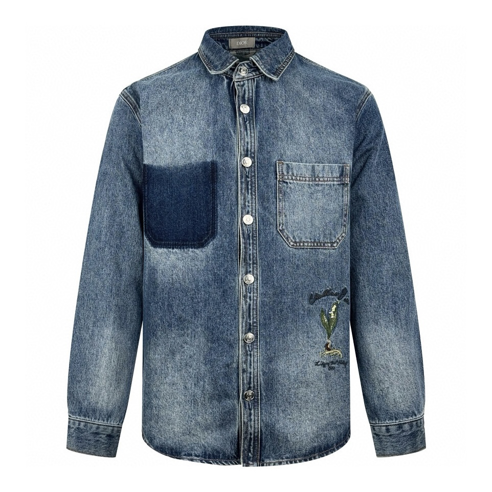Lily of the Valley Signature Embroidered Denim Shirt