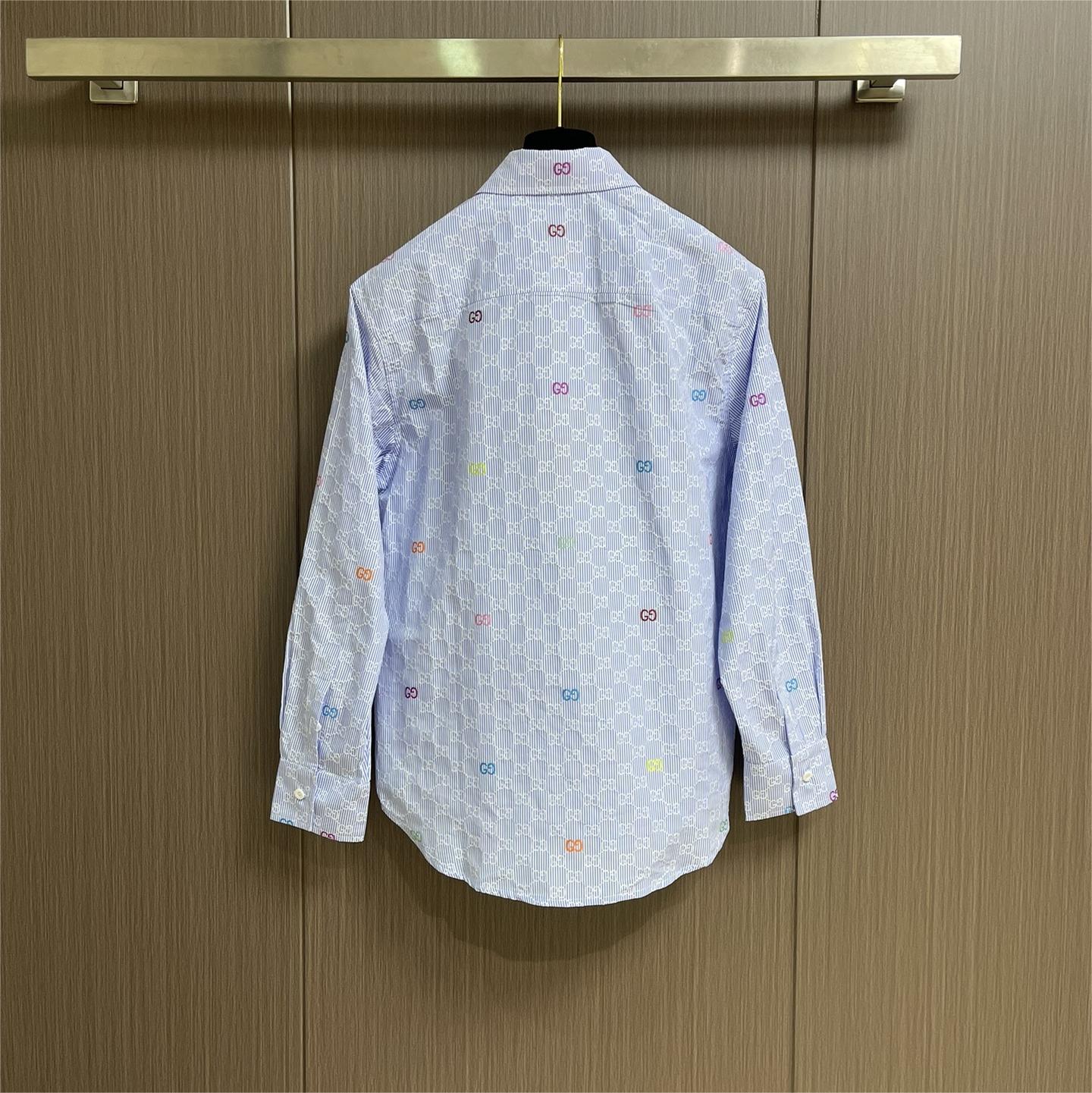 GG Stripe Slub Cotton Long-Sleeve Shirt