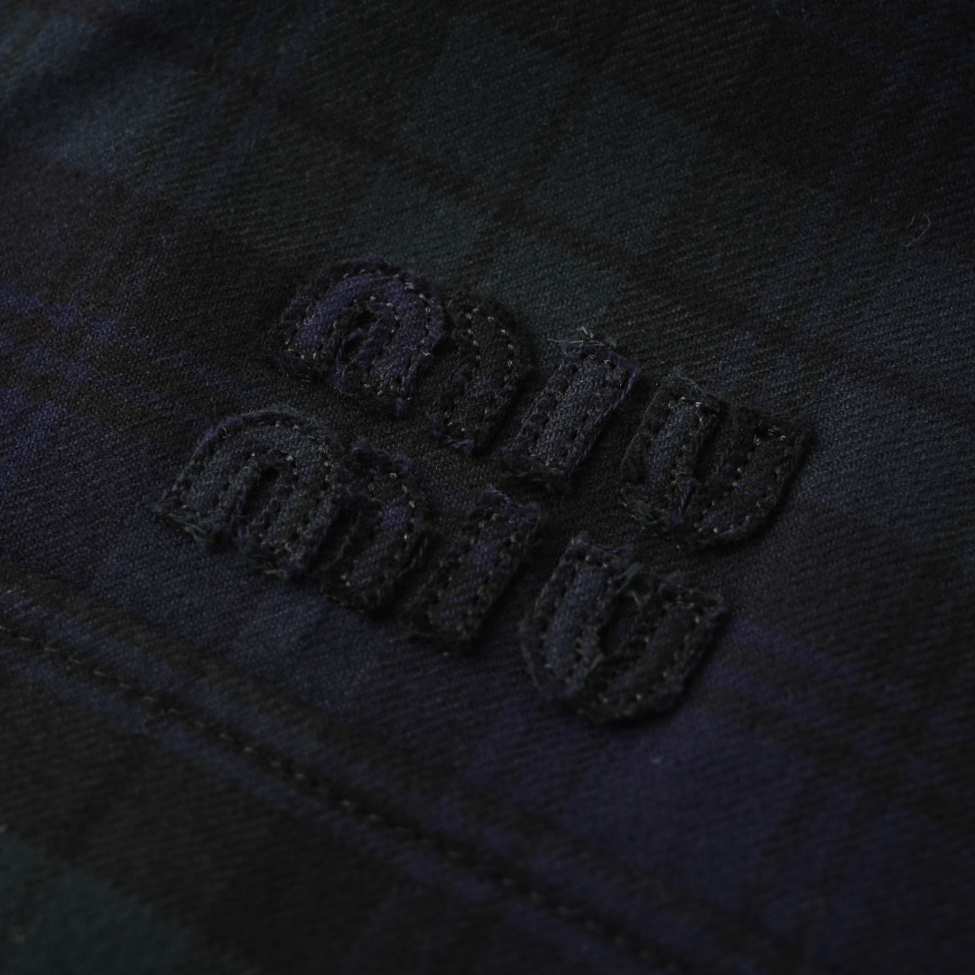 MiuMiu check appliqué down jacket