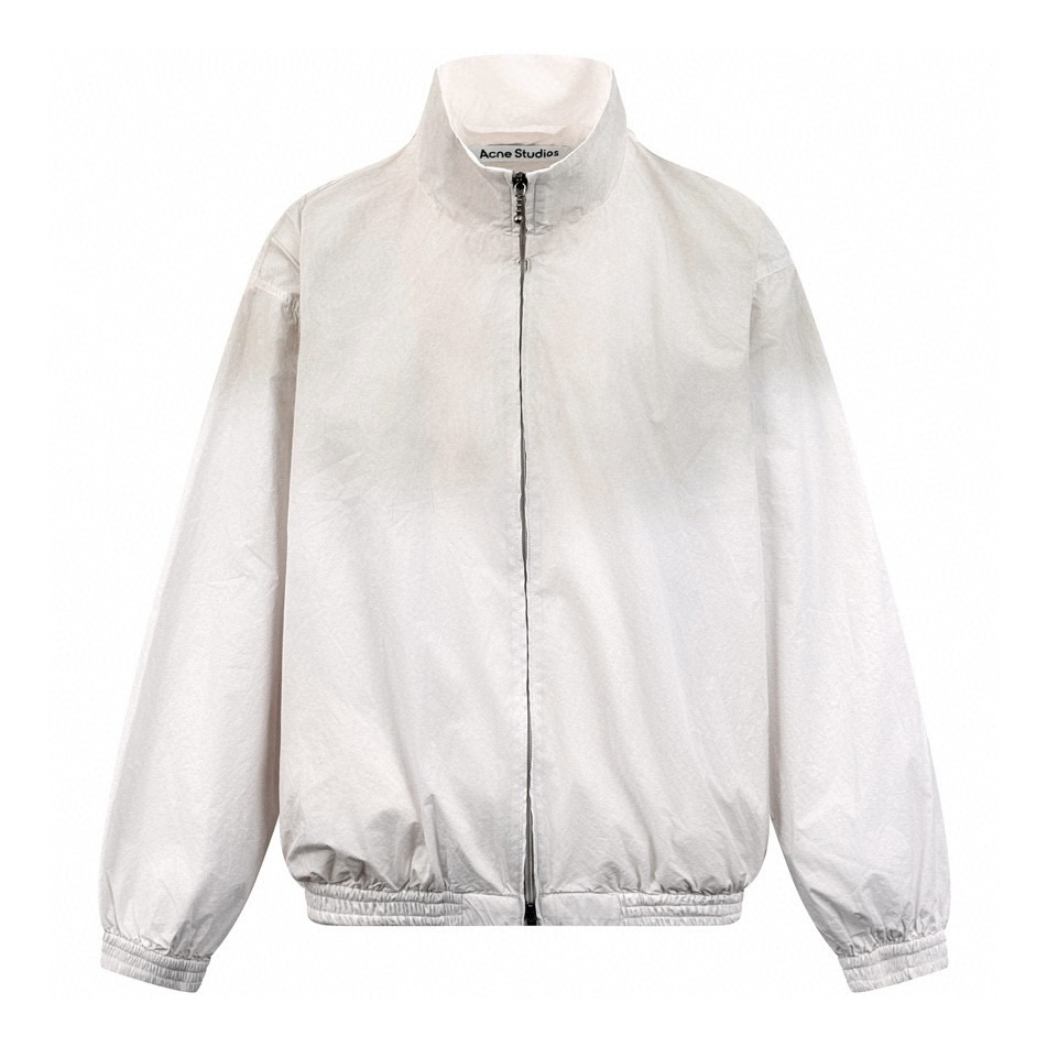 distressed logo zip-up jacket