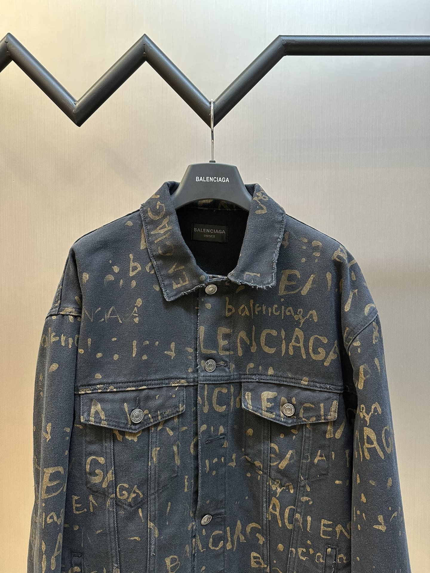 Washed All-Over Print Denim Jacket