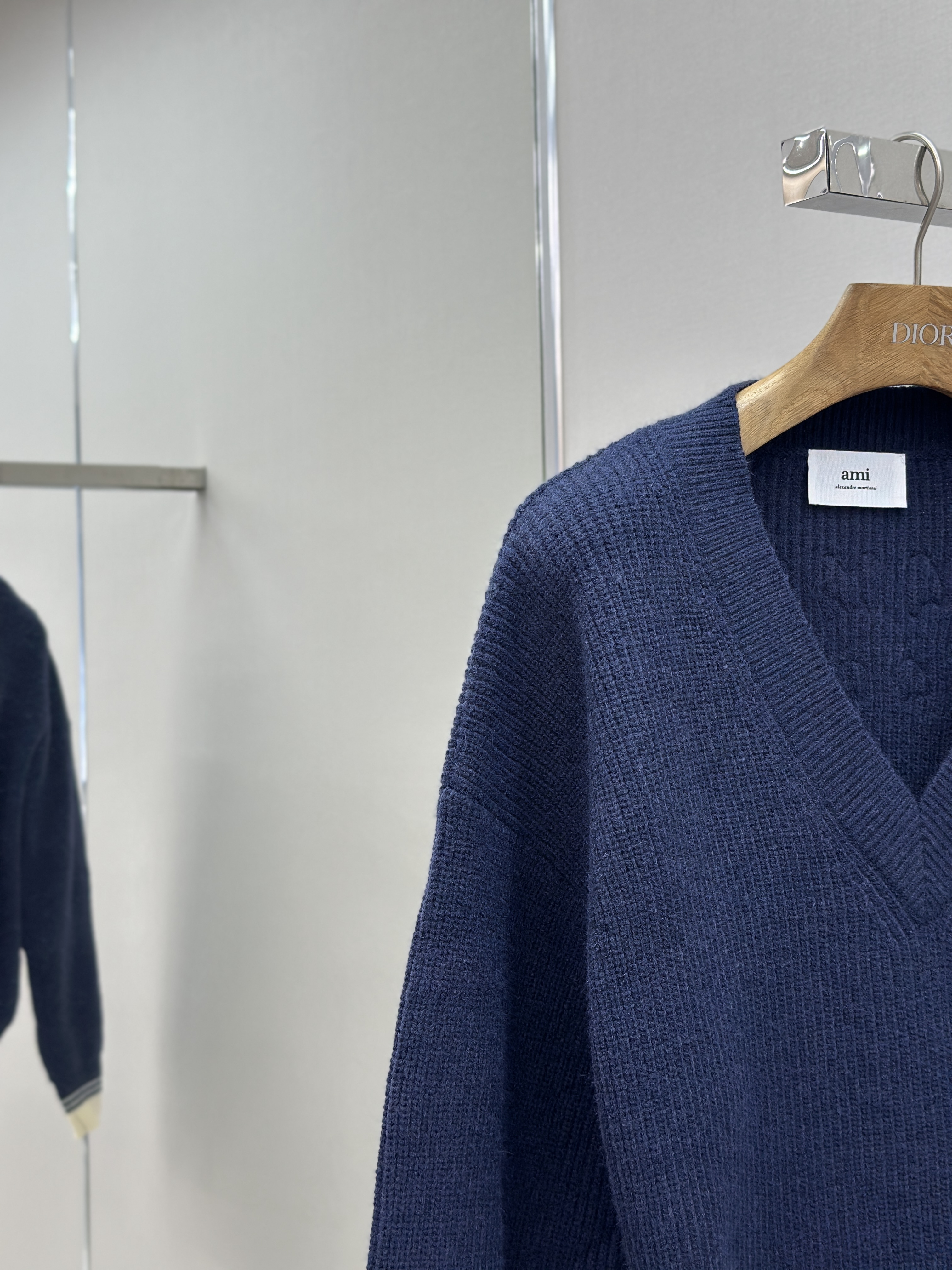 Heart Stripe V-Neck Long Sleeve Sweater