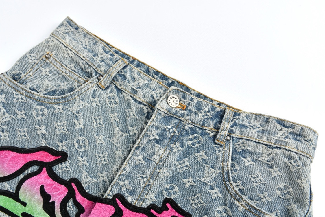 Macaron Embroidered Jacquard Jeans