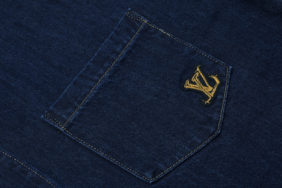 Rope Signature Letter Embroidery Denim Shirt