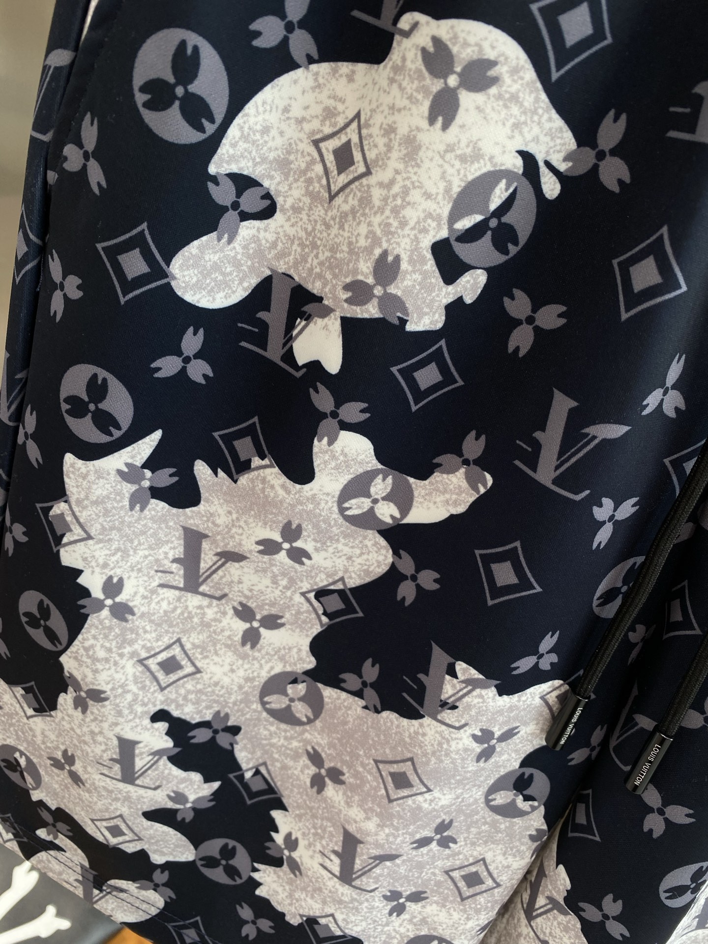 Dark blue paired with white shorts