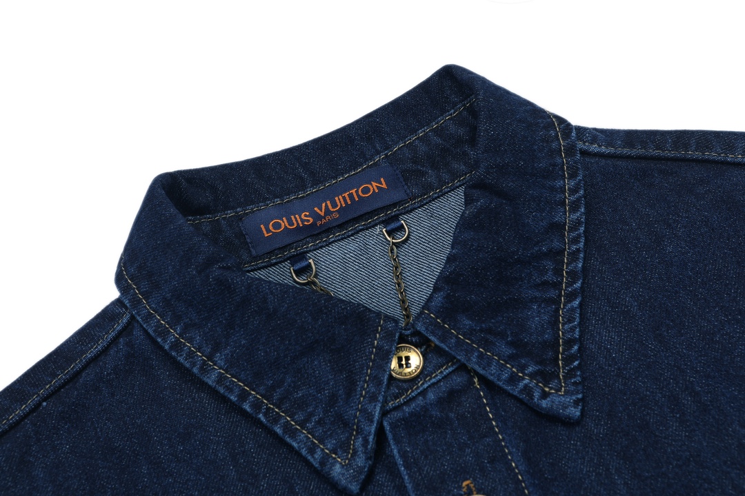 Rope Signature Letter Embroidery Denim Shirt
