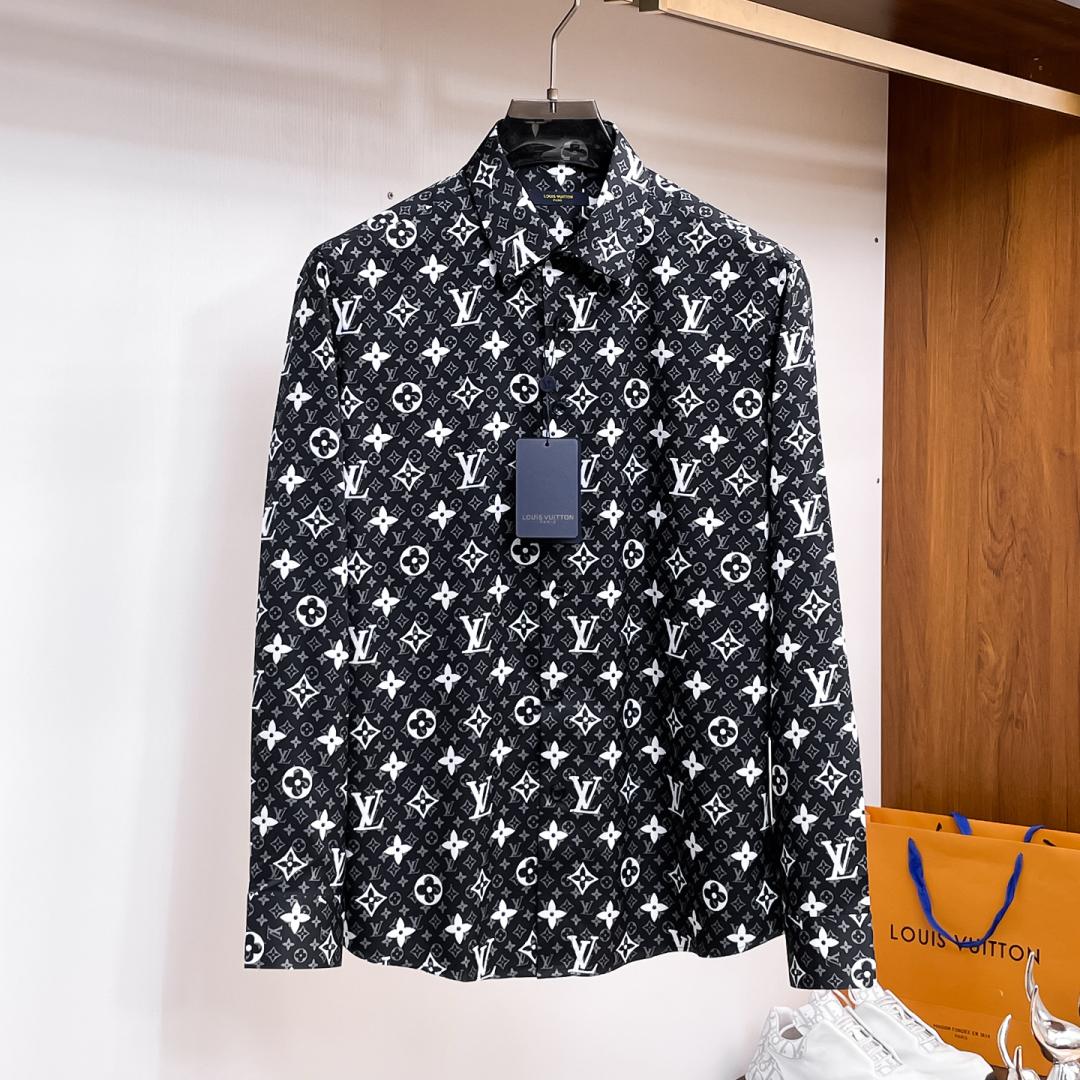 New Men-s Full Print Jacquard Shirt