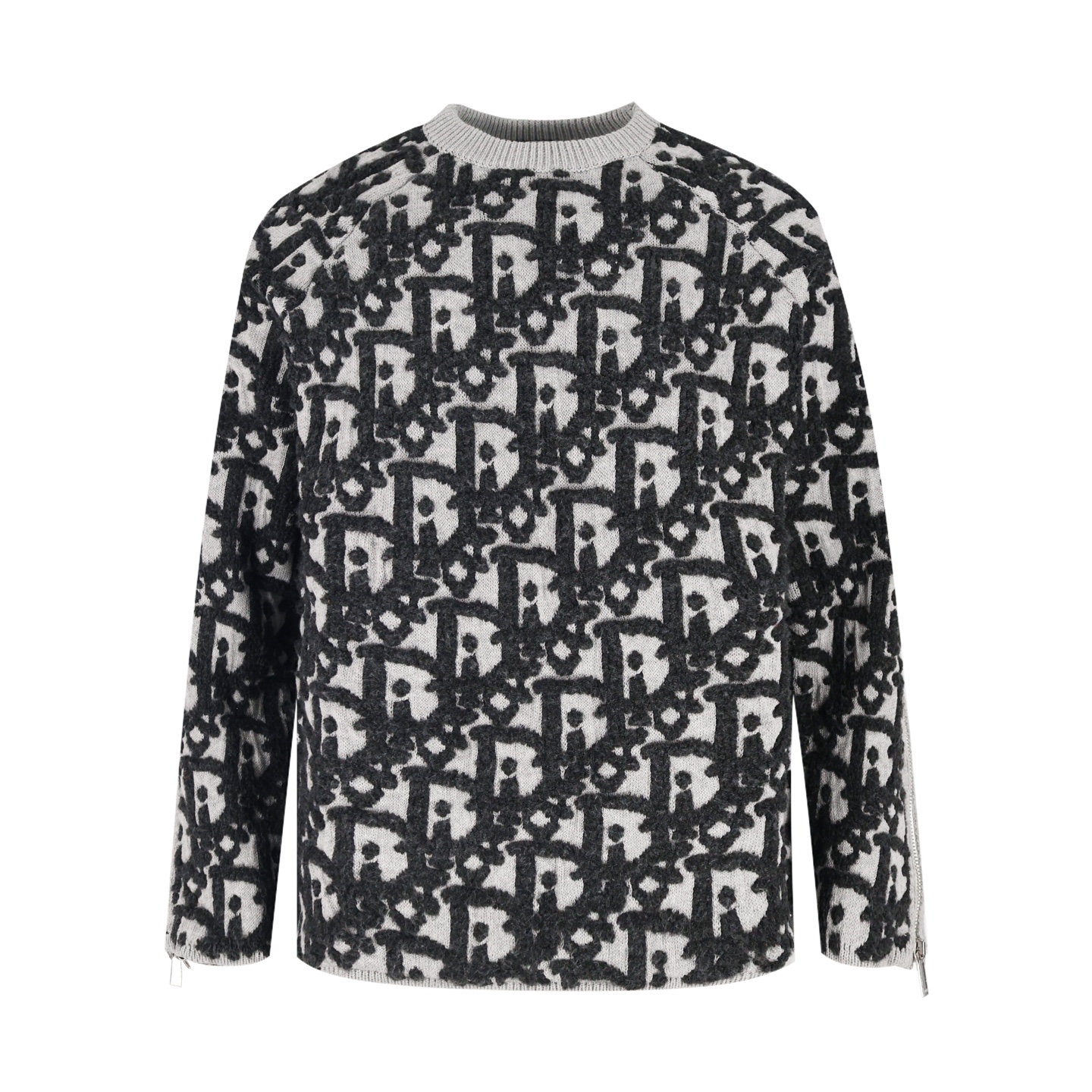 Towel embroidery jacquard crew neck sweater