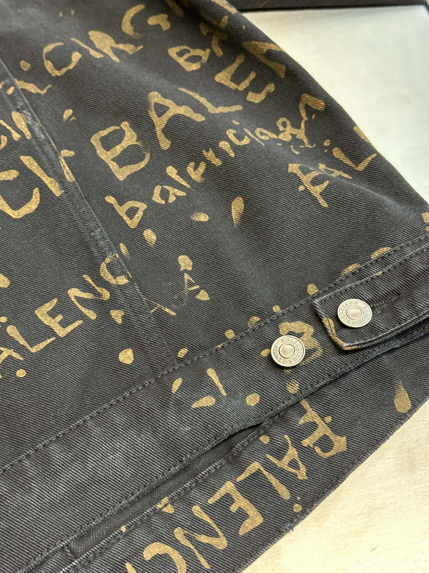 Washed All-Over Print Denim Jacket