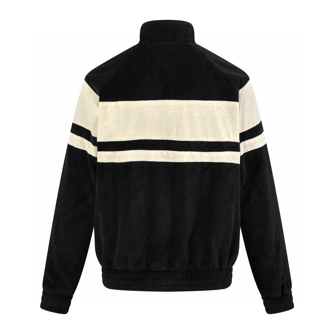 Colorblock logo-embroidered velvet jacket