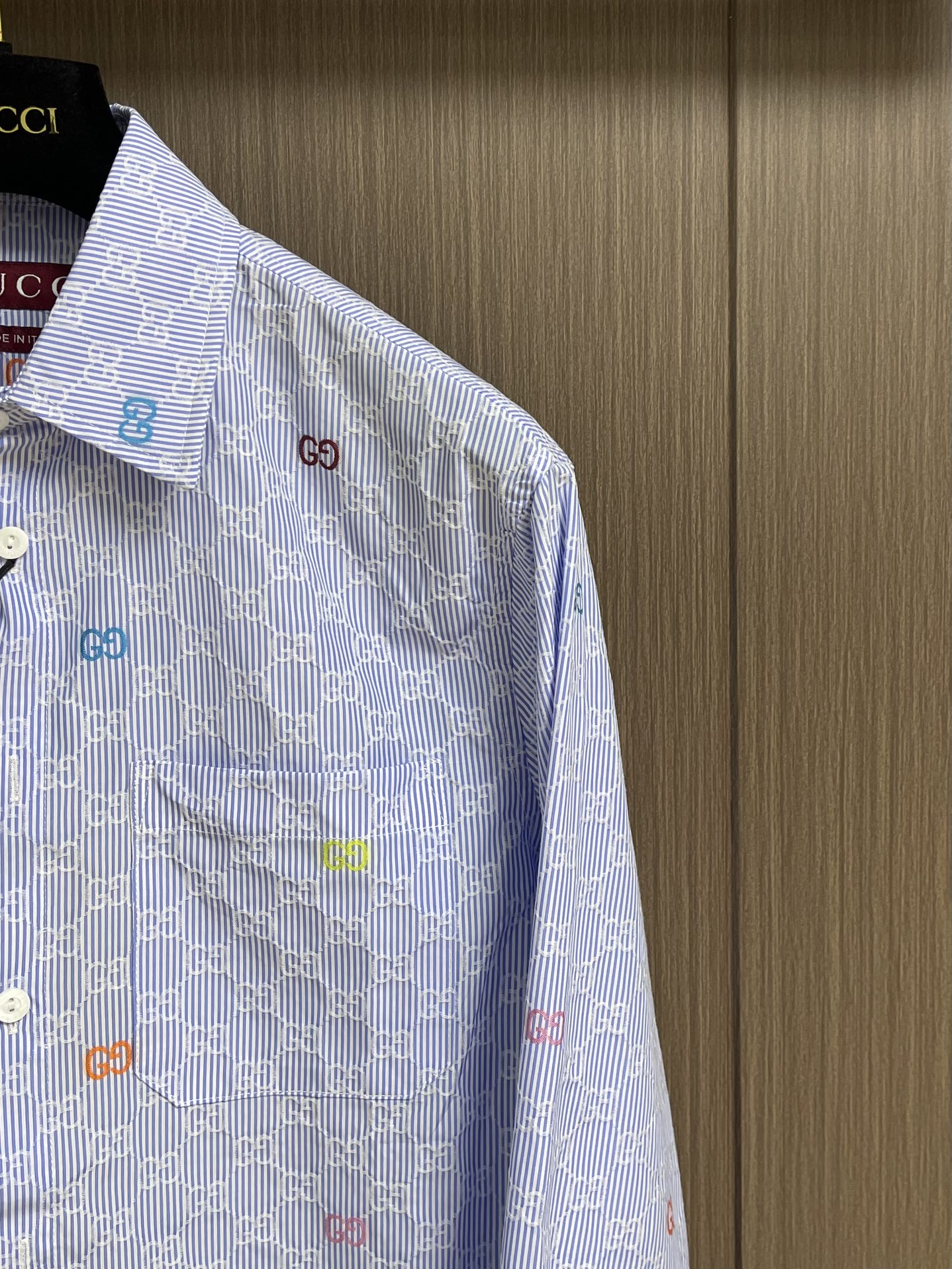 GG Stripe Slub Cotton Long-Sleeve Shirt