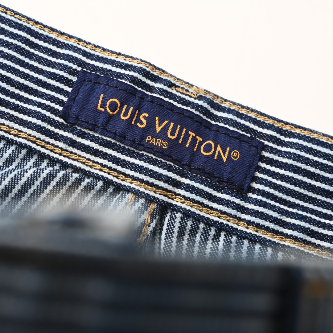 Sakura Embroidery Vertical Stripe Jeans