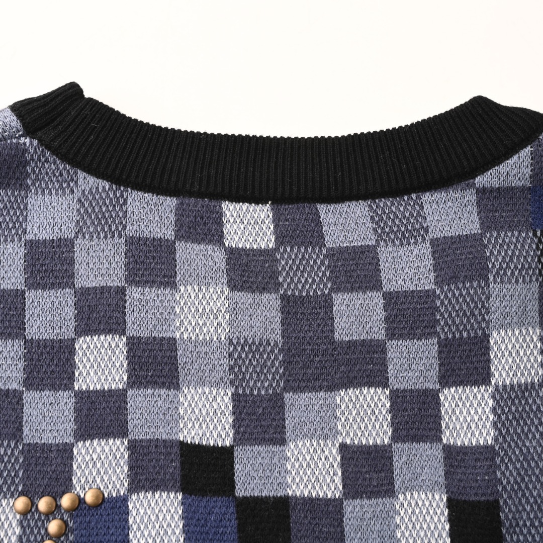 Gradient Mosaic Jacquard Ribbed Knit Sweater