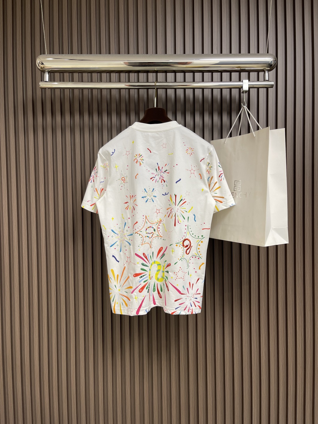 Spray print crew neck T-shirt