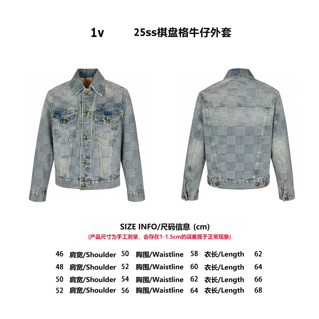 1V25ss checkerboard denim jacket