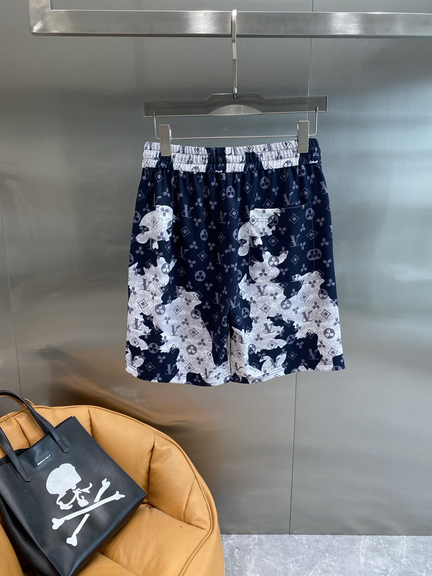 Dark blue paired with white shorts