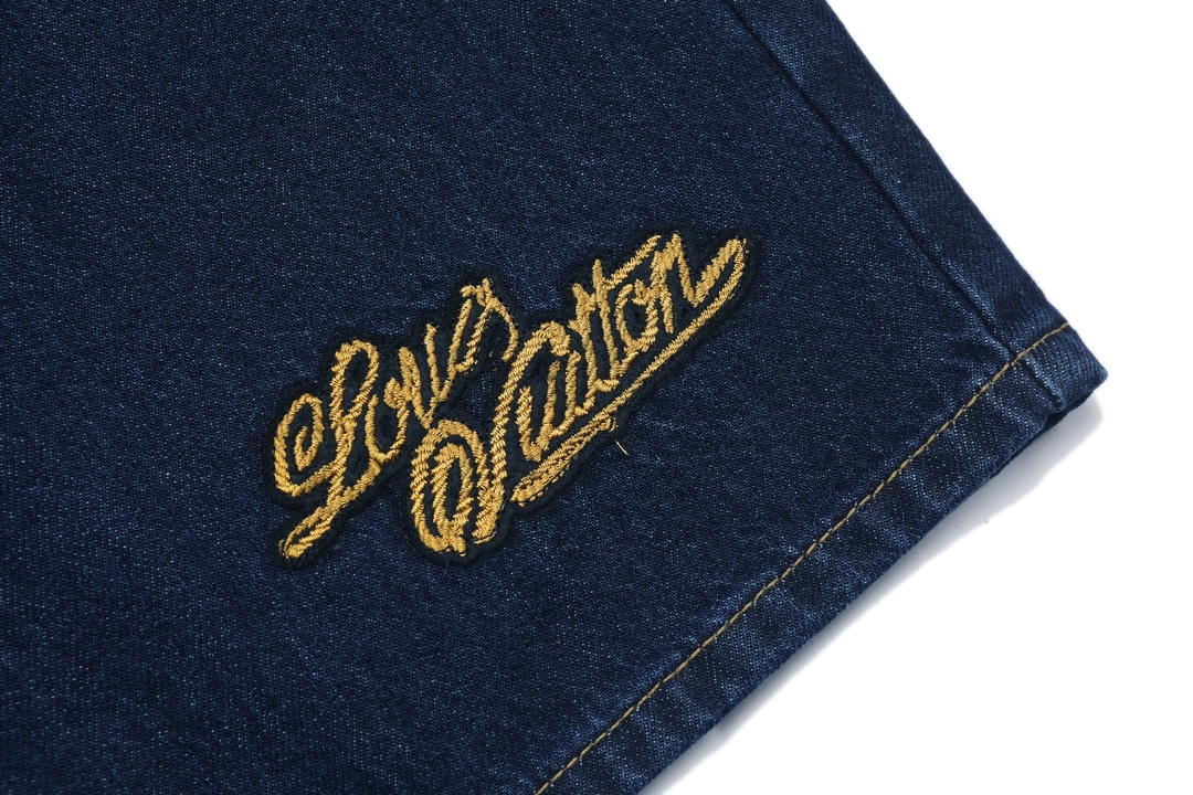Rope Signature Letter Embroidery Denim Short