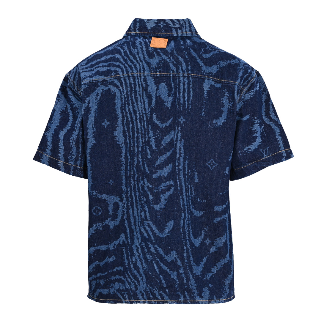 Dark denim short-sleeved shirt