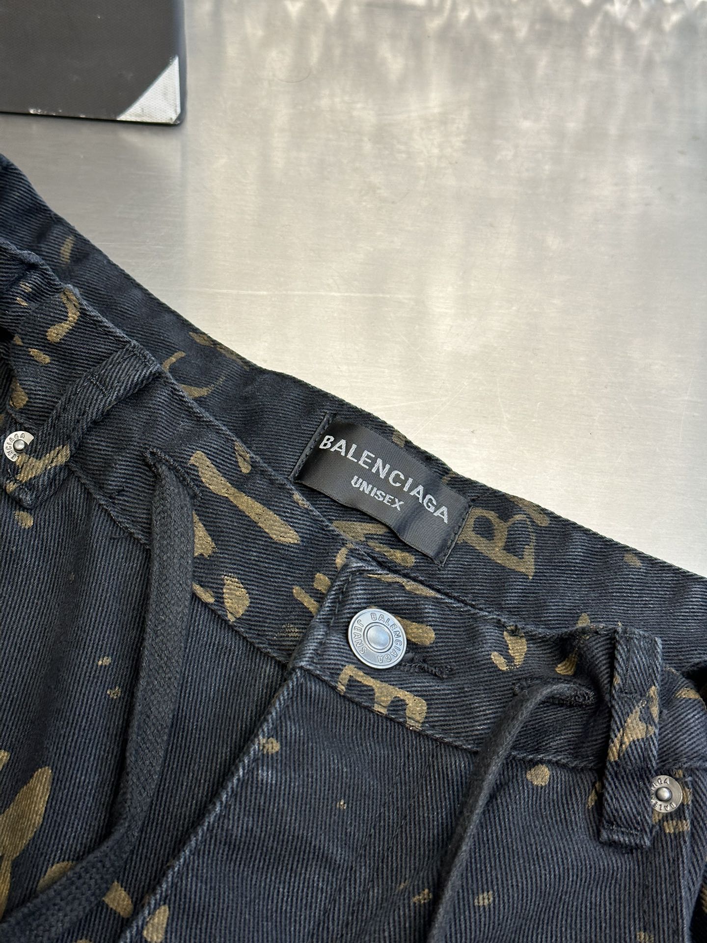 Washed All-Over Printed Jeans