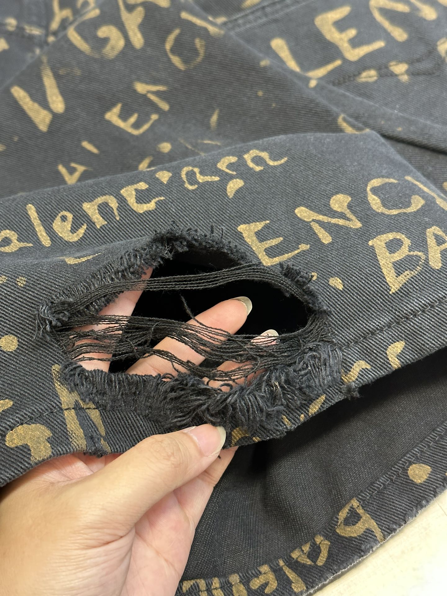 Washed All-Over Printed Jeans