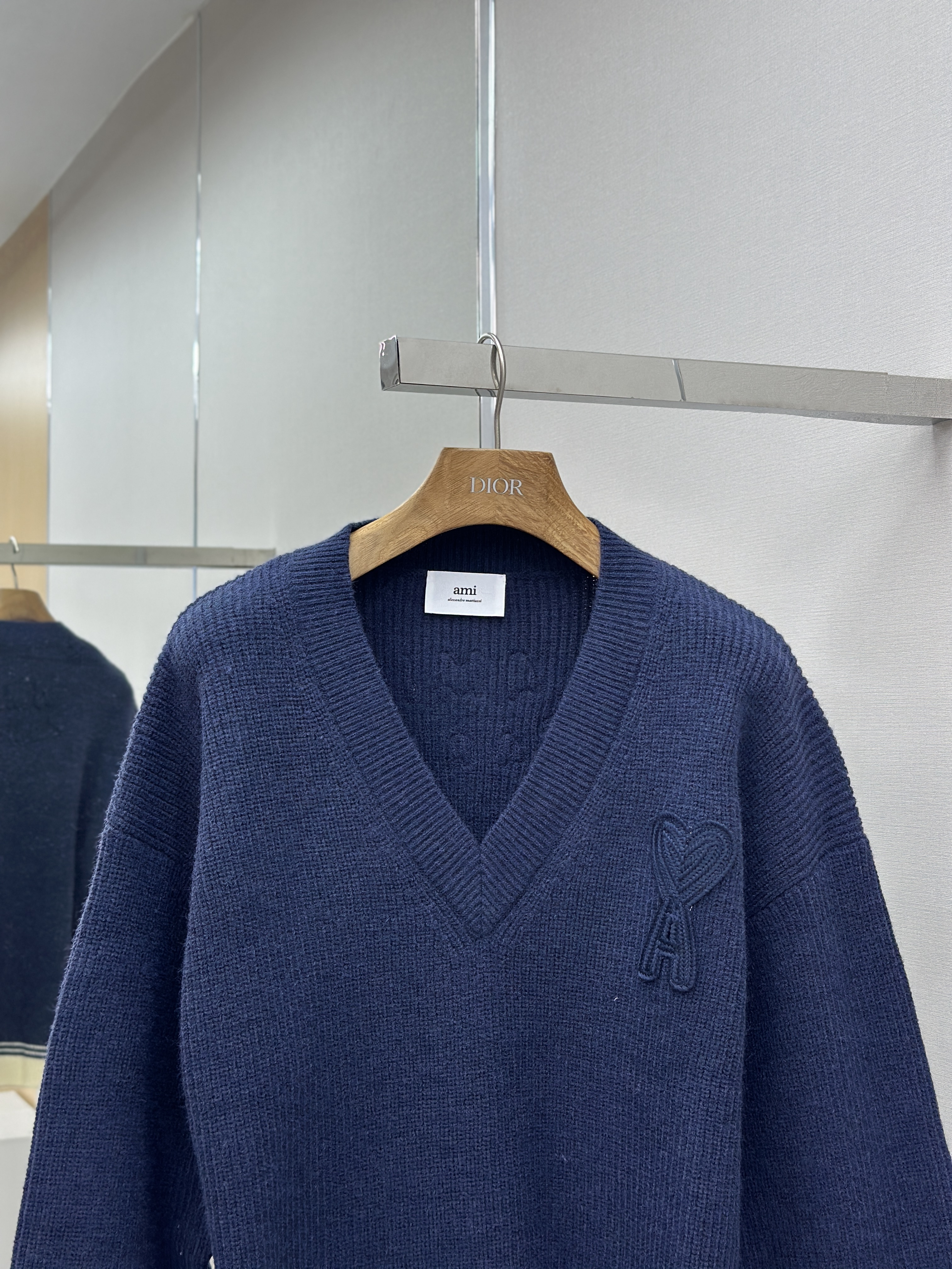 Heart Stripe V-Neck Long Sleeve Sweater