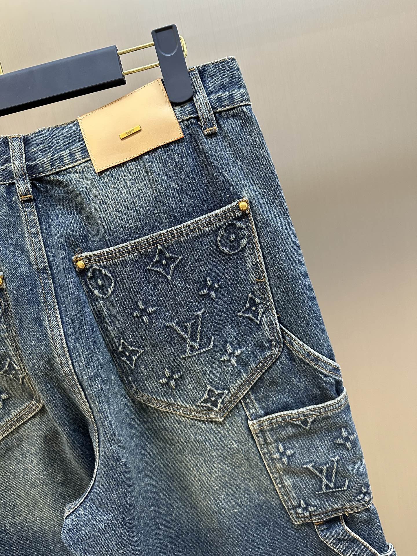 Embossed Floral Denim Jeans