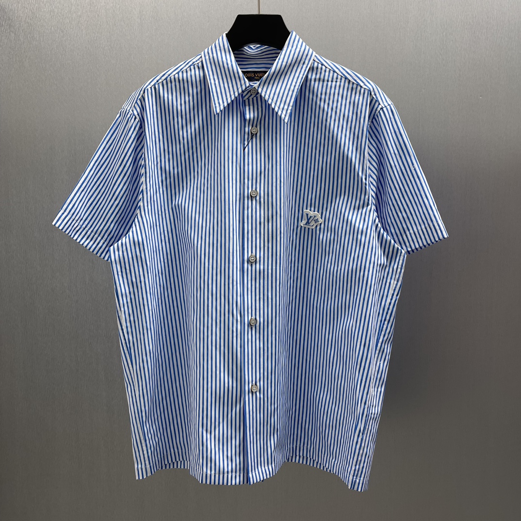 Striped Patchwork Short-Sleeve Shirt