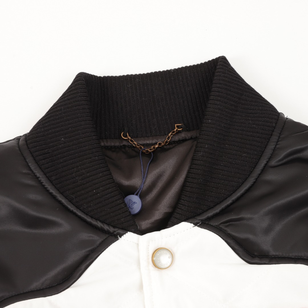 Black And White Patchwork Embroidered Baseball Jacket