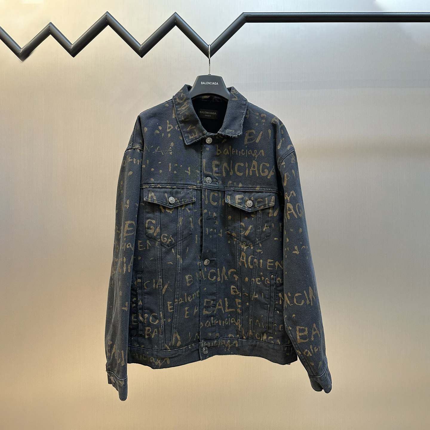 Washed All-Over Print Denim Jacket