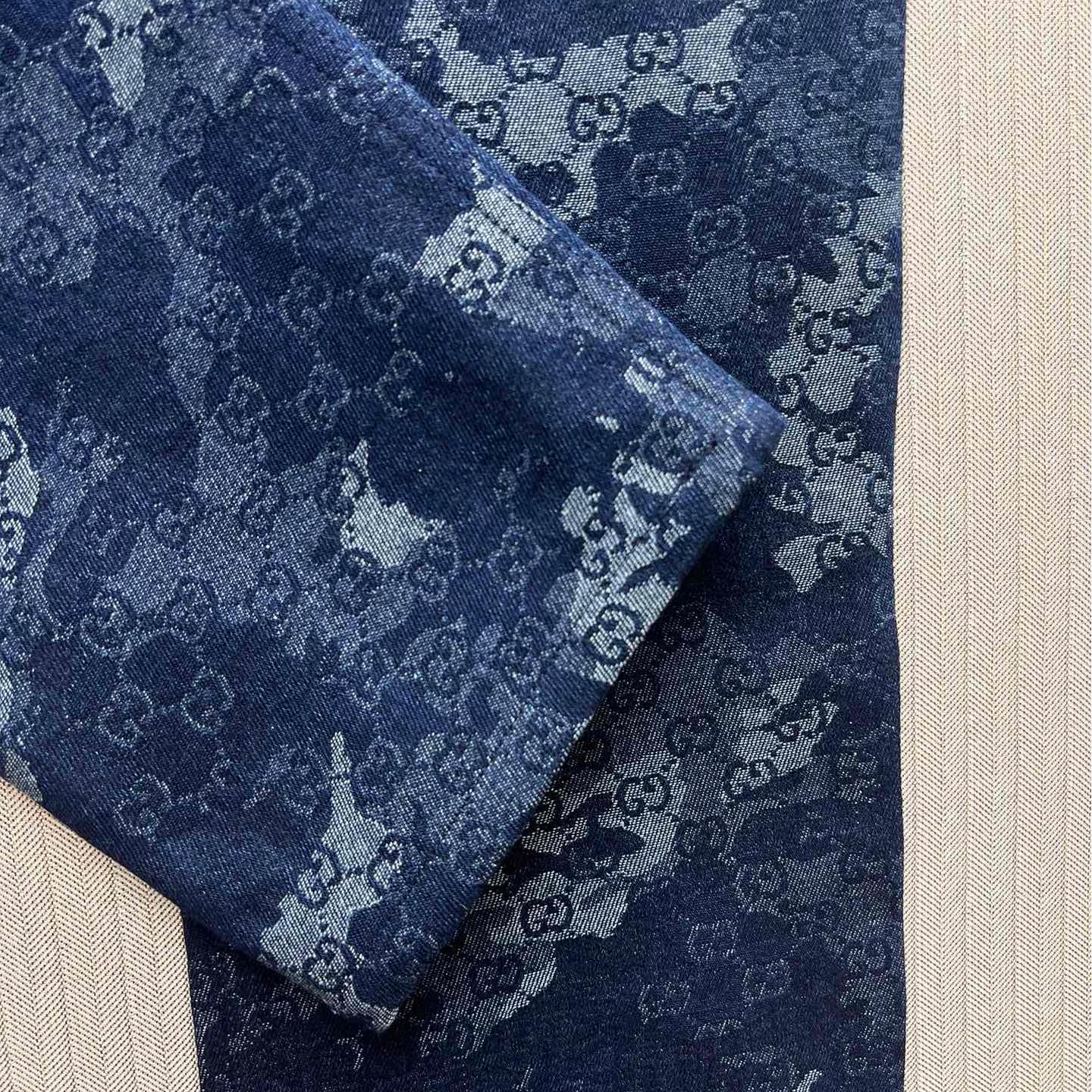 Dark blue jacquard jeans