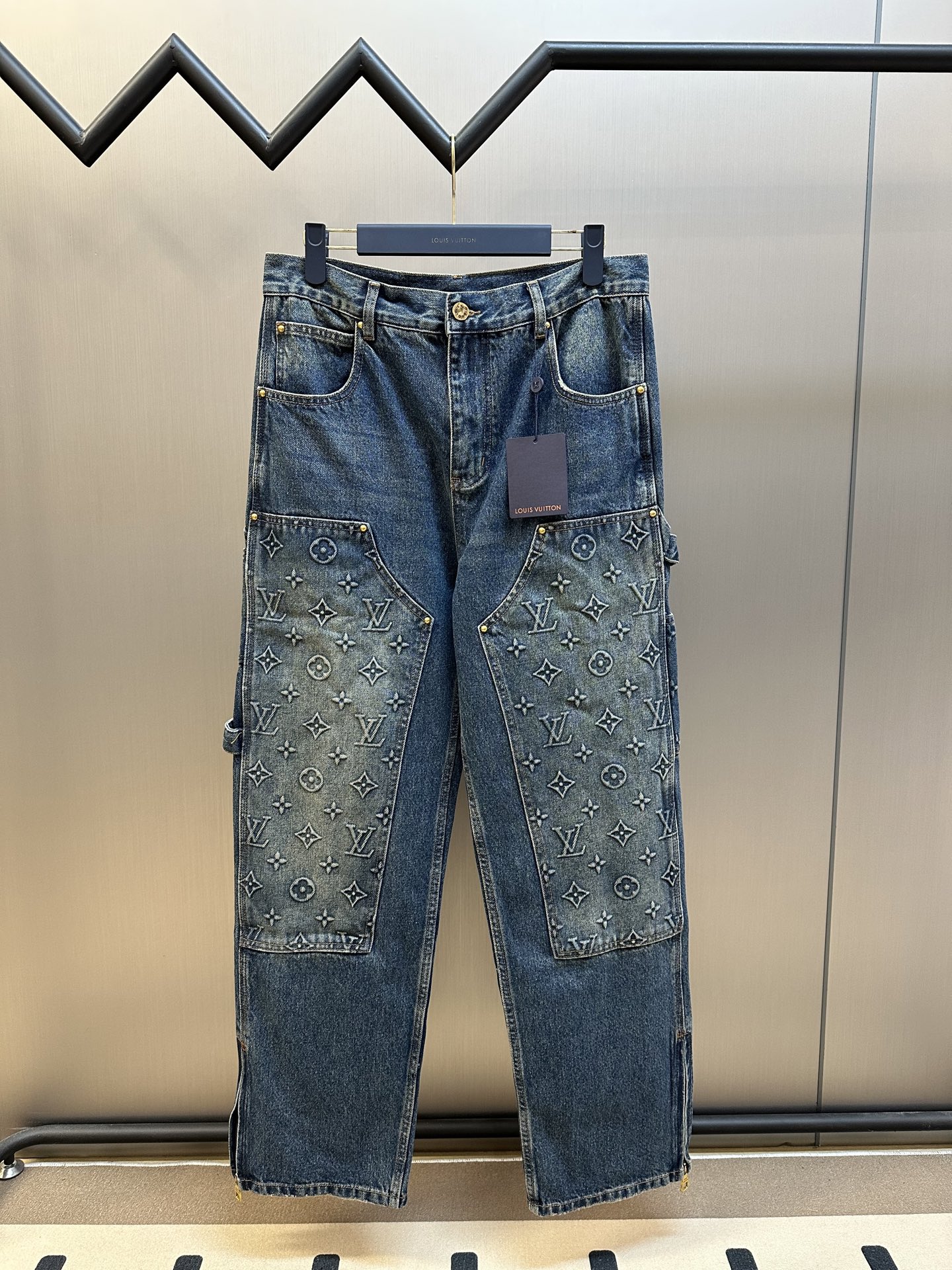 Embossed Floral Denim Jeans