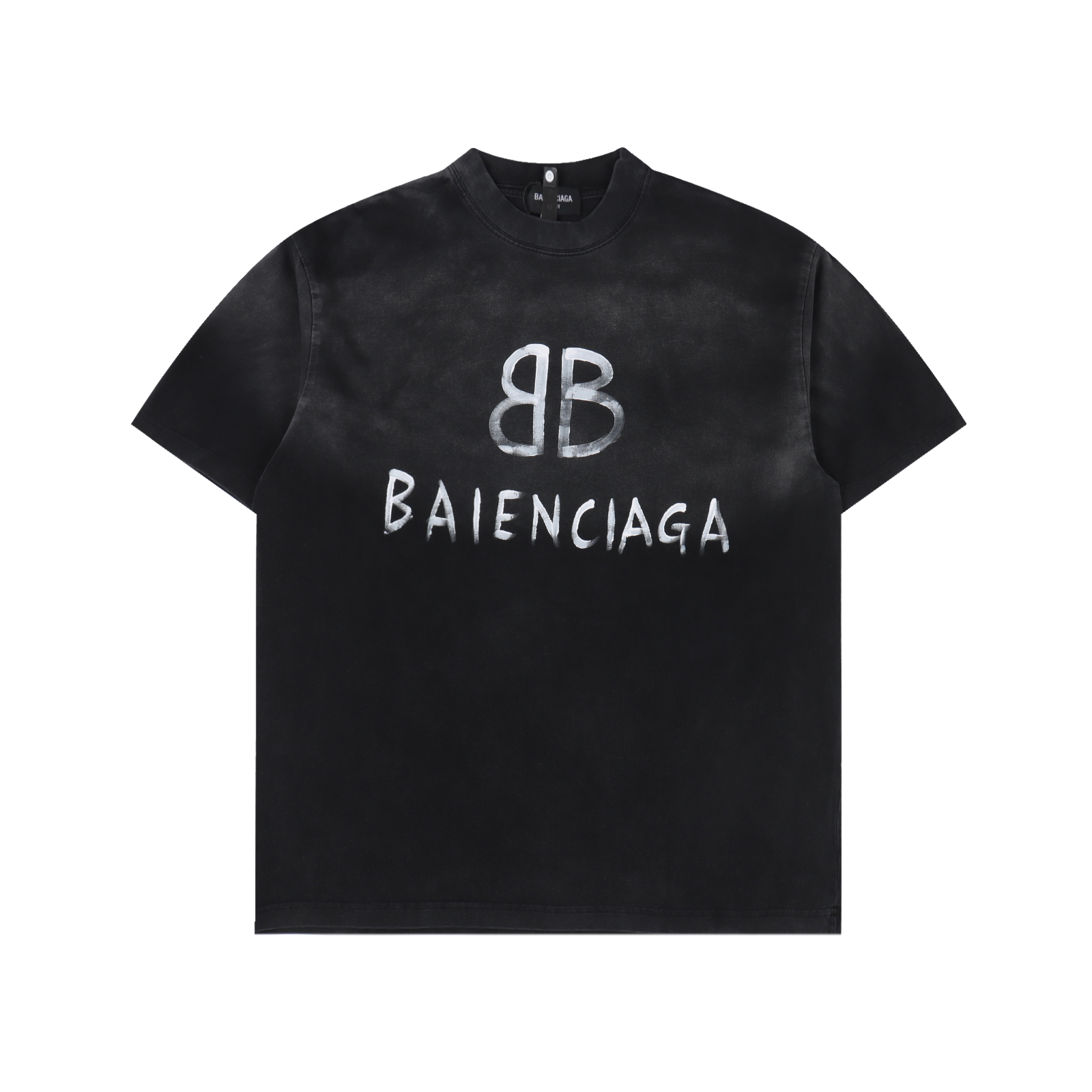 Washed Grass Letter Print Crew Neck T-Shirt