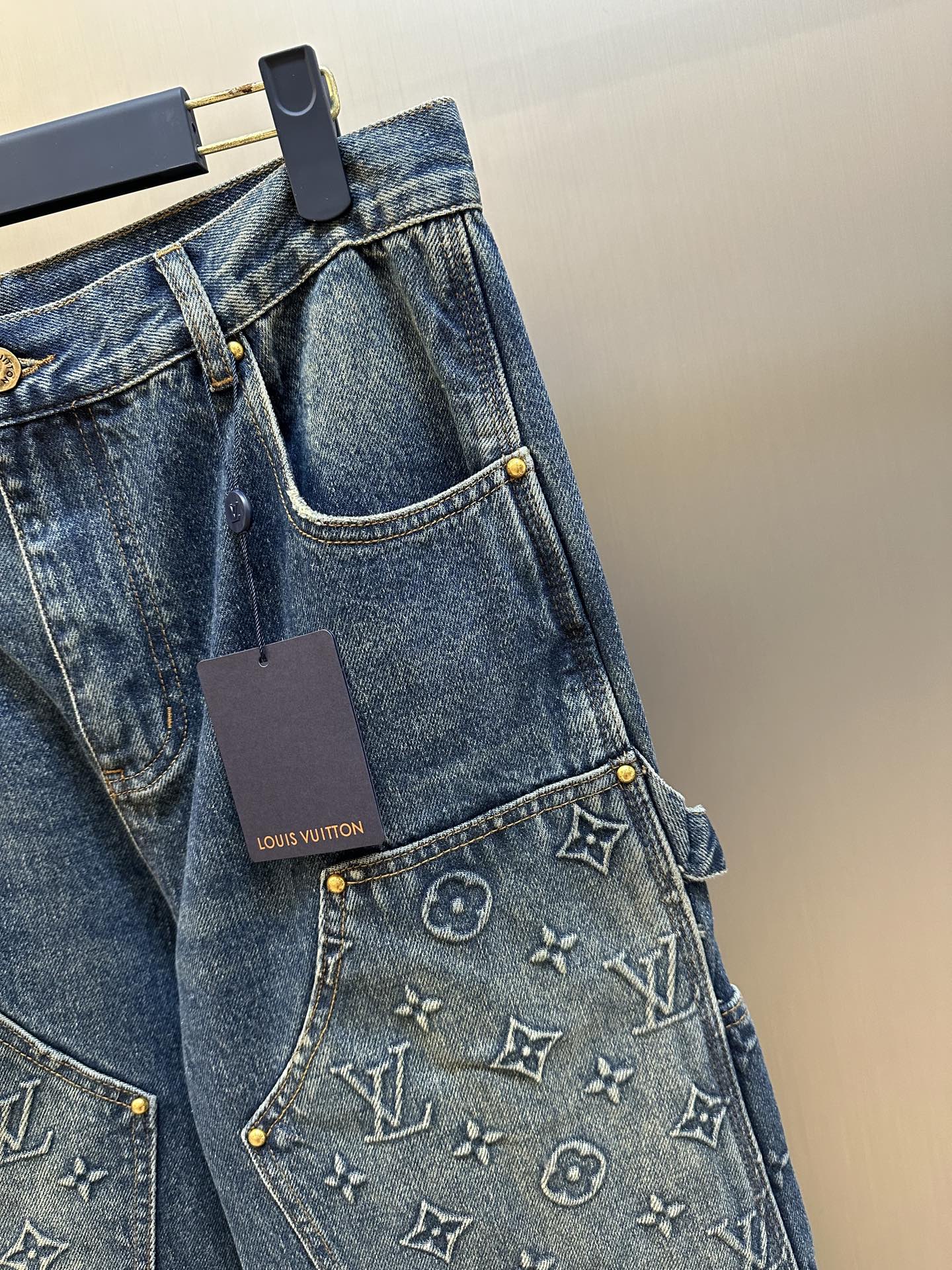 Embossed Floral Denim Jeans