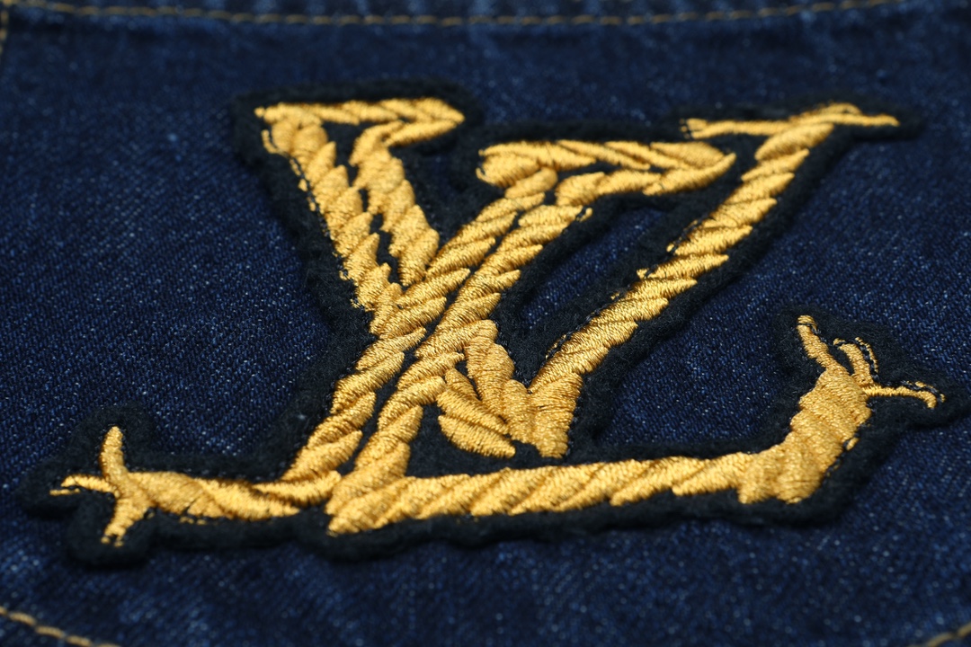 Rope Signature Letter Embroidery Denim Short