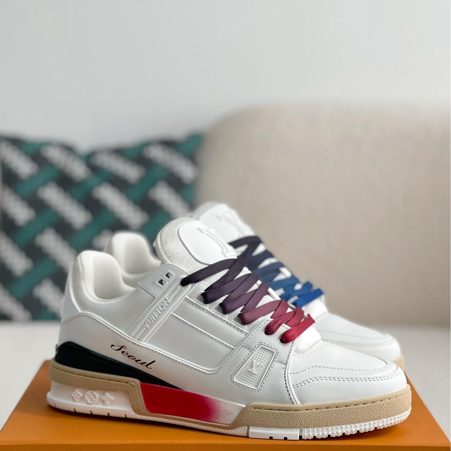 White and Red Trainer Sneaker