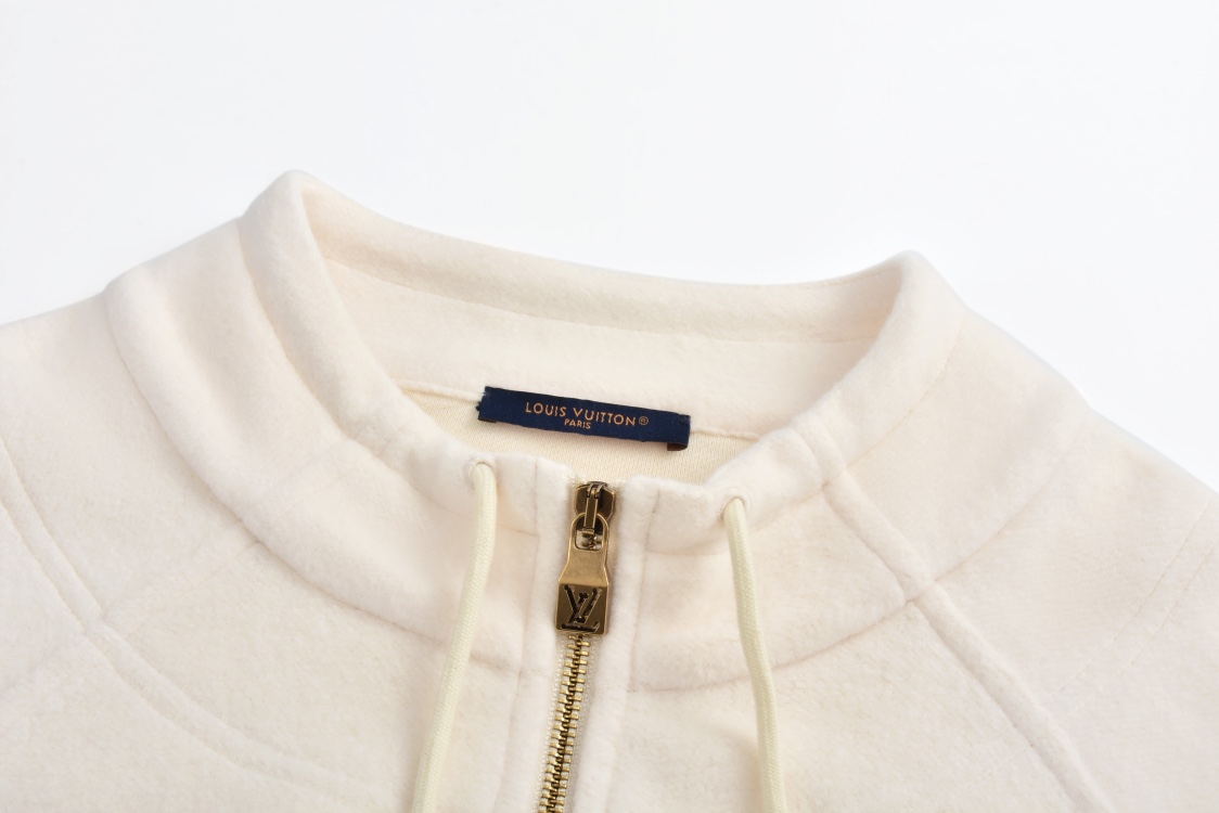 Embroidered logo panel zip-up jacket